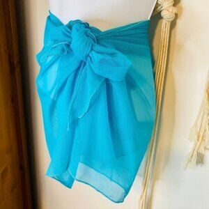 SANS MARQUE Blue Sheer Wrap Bathing Suit Cover Up Size Small